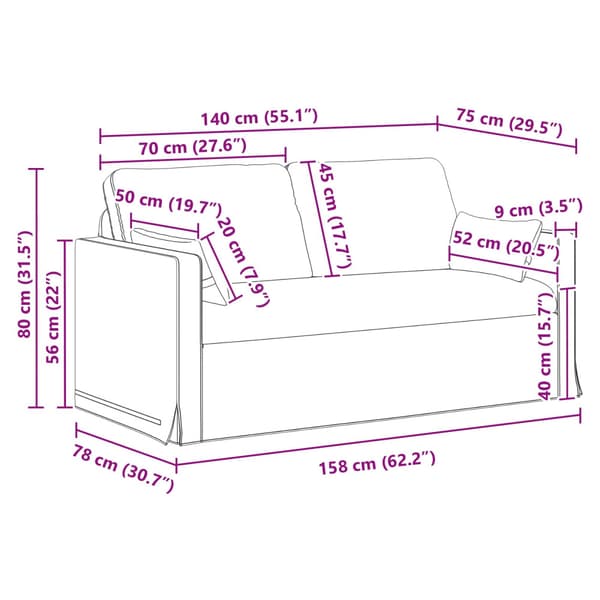 Soffa Blå 158 x 78 x 80 cm tyg