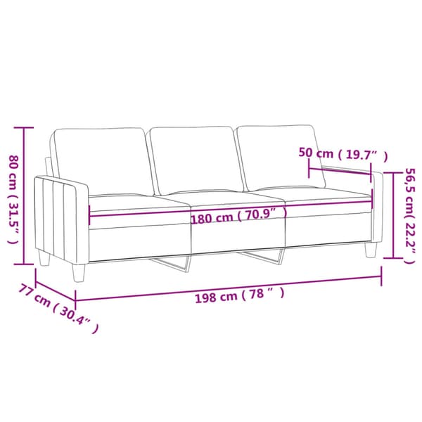 3-sitssoffa ljusgrå 180 cm tyg