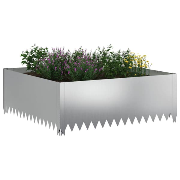 Kant för gräsmatta 4 pcs 100 x 100 x 35 cm Stål Silver
