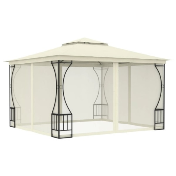 Paviljong med nät 300x300x265 cm gräddvit
