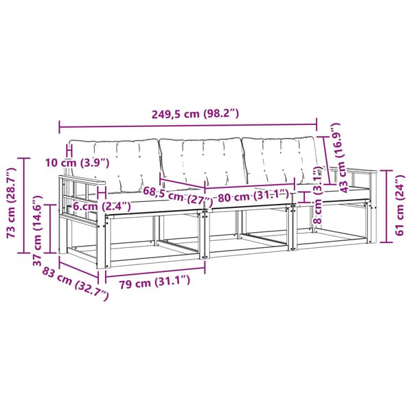 Utomhussoffset med kudde 3 pcs Vit och Beige