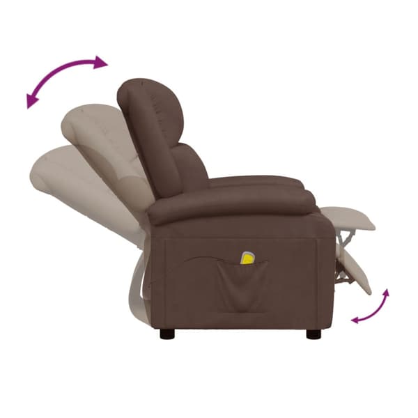 Massagefåtölj brun konstläder