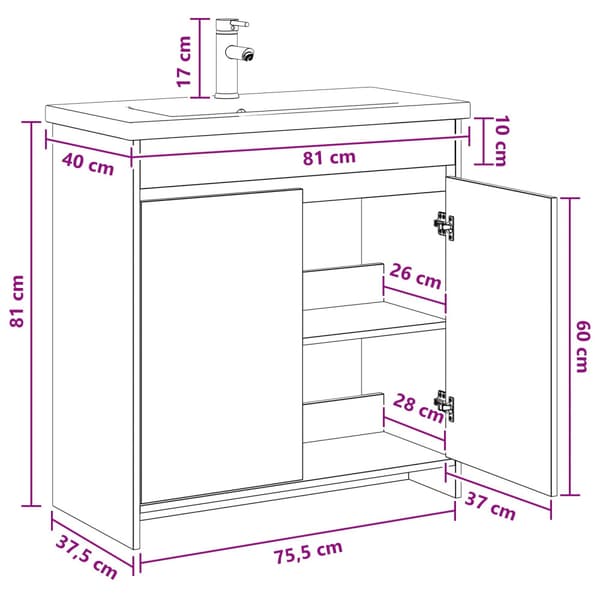 Badrumsmöbelset Vit 81 x 40 x 84,5 cm Konstruerat trä