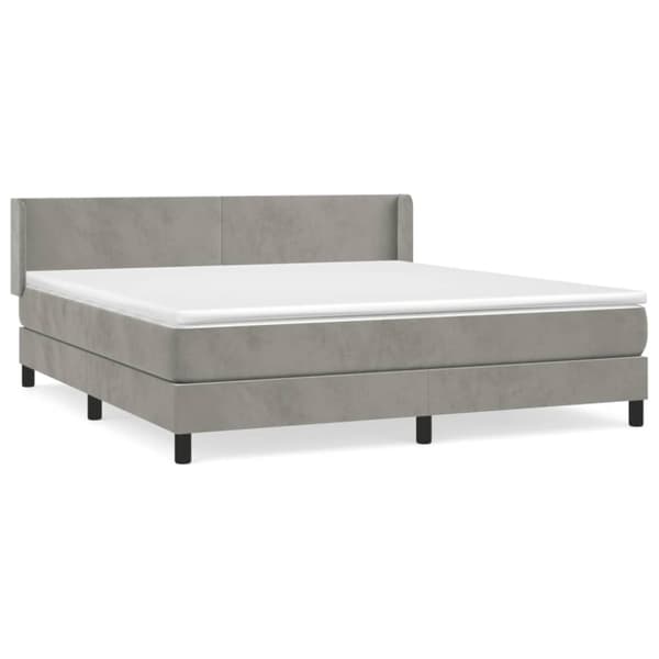 Ramsäng med madrass ljusgrå 160x200 cm sammet