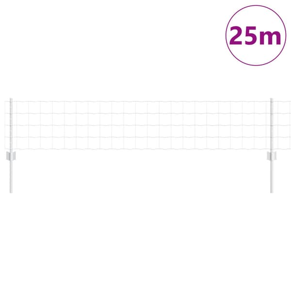 Stängsel med stolpe Silver 0,4 x 25 m Stål