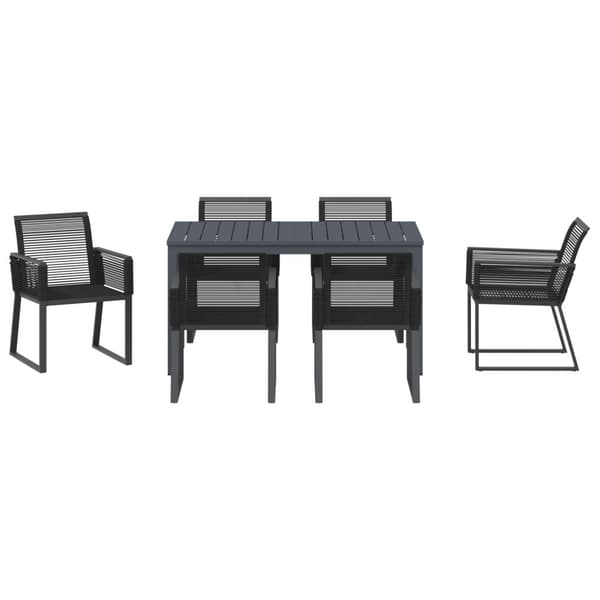 Trädgårdsmöbelset 7 pcs Svart konstrotting