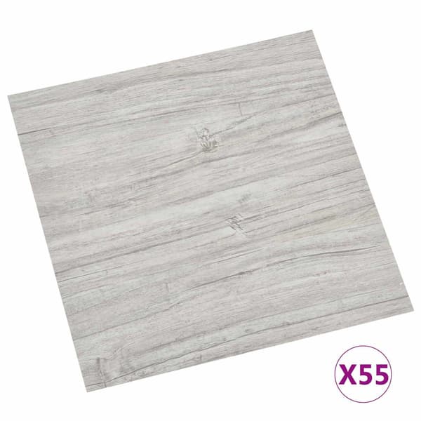 Golvplankor 55 pcs Ljusgrå 5,11 m² PVC