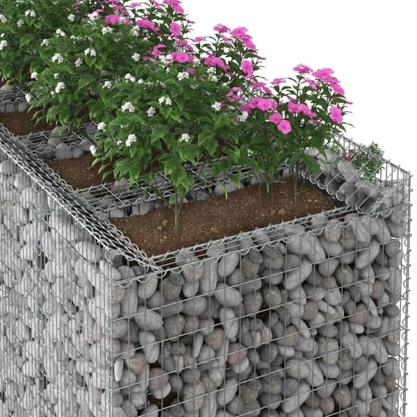 Gabion upphöjd säng 2 pcs Silver