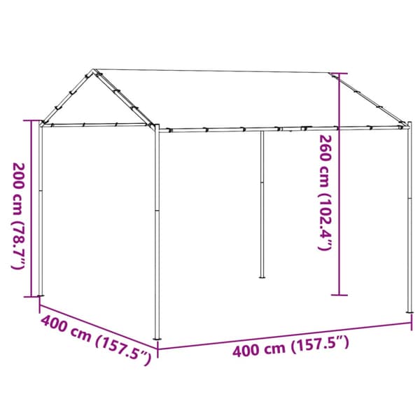 Paviljong beige 4x4 m stål och tyg