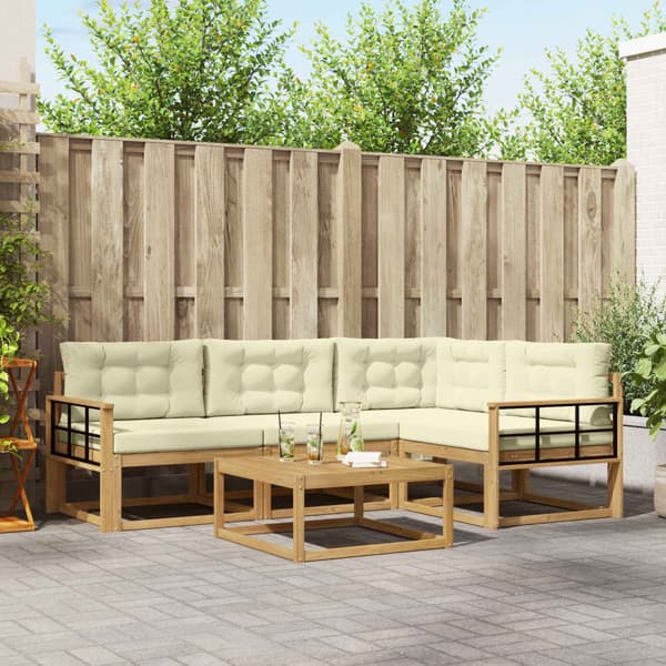 Utomhussoffset 5 pcs Vit och grädde 79 x 79 x 37 cm Polyester