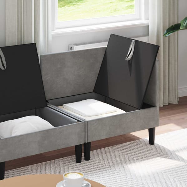 Möbelset för vardagsrummet med kudde 4 pcs Ljusgrå Sammet