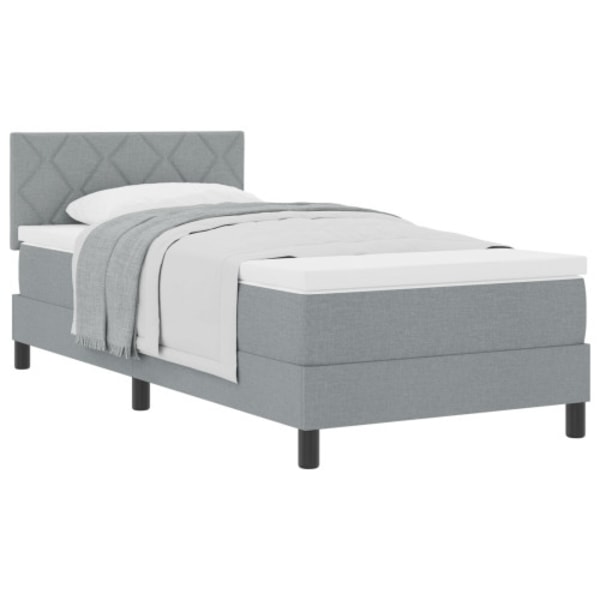 Box Spring Säng med Madrass Ljusgrå 100x200 cm Tyg