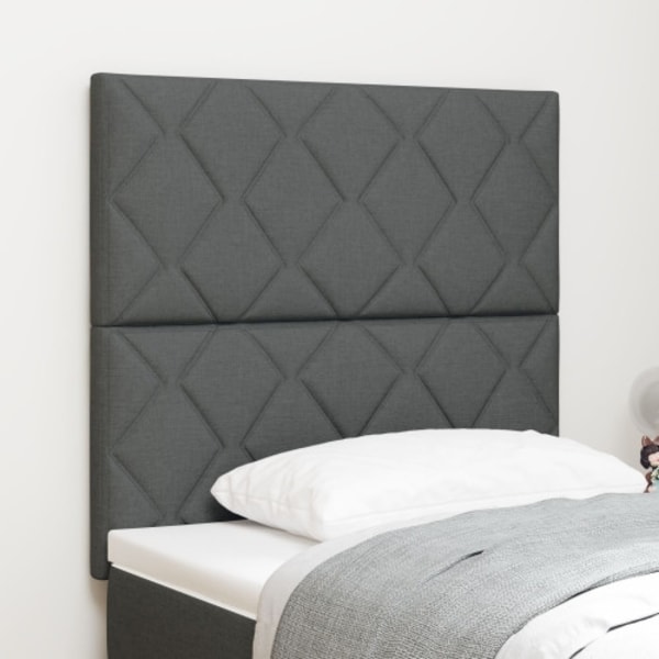 Sänggavel Diamantblock Design Mörkgrå 90 cm Tyg