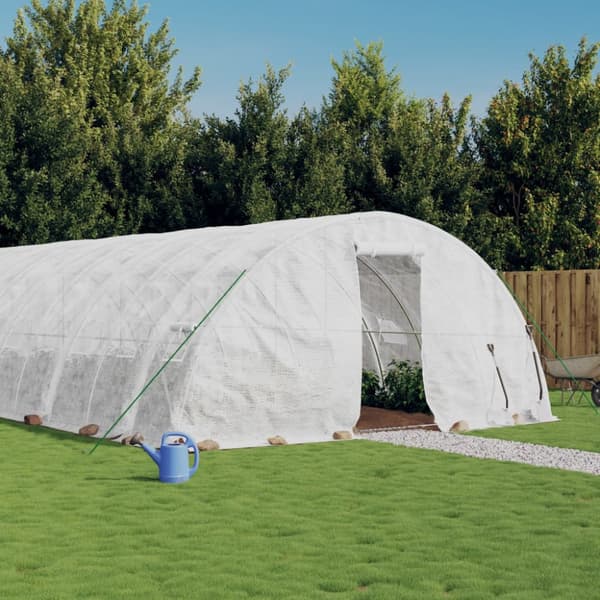 Växthus med stålram vit 110 m² 22x5x2,3 m