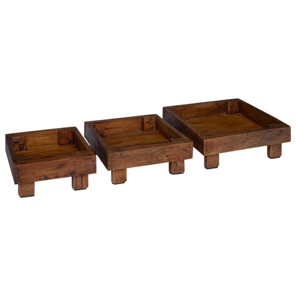 Växtställ 3 pcs Brun Mahognyträ