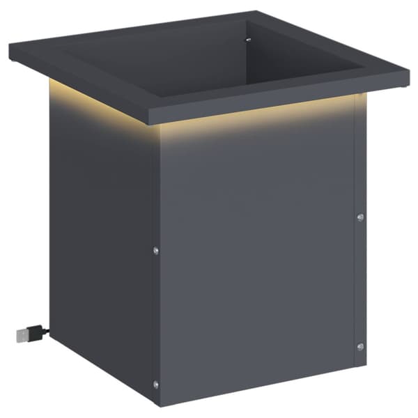 Odlingslåda med LED Antracit 30 x 30 x 30 cm Stål