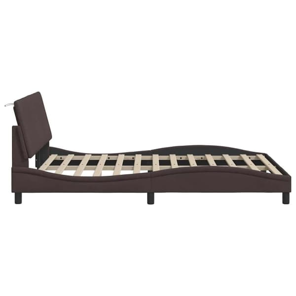 Bed Frame without Mattress "Hanko" Dark Brown 120x200cm Fabric