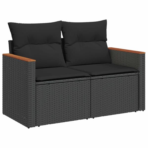 Soffset 7 pcs Svart Poly Rattan och stål