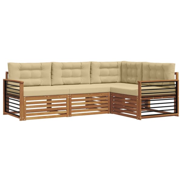 Utomhussoffset med kudde 4 pcs Naturlig och Beige