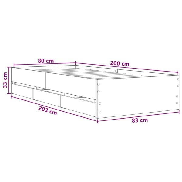 Sängram med förvaring med låda Vit 80 x 200 cm Konstruerat trä