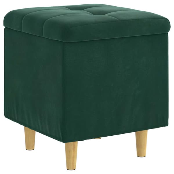 Ottoman med förvaring Mörkgrön 40 x 40 x 45 cm Sammet