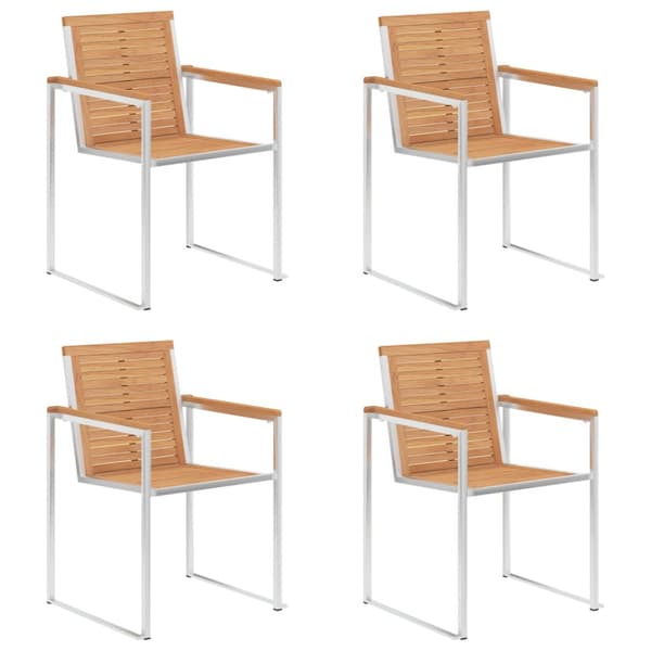 Trädgårdsstolar med dynor 4 st massiv teak
