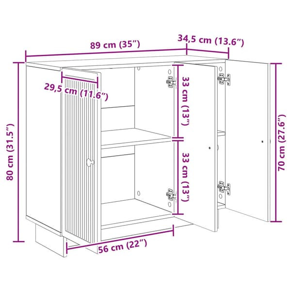 Sideboard Vit högglans 89 x 34,5 x 80 cm Konstruerat trä