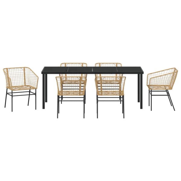 Trädgårdsmöbelset 7 pcs Brun konstrotting