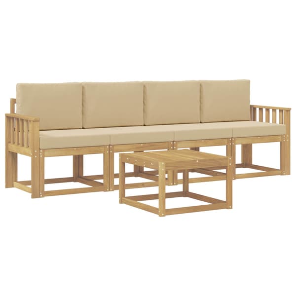 Utomhussoffset med kudde 5 pcs Vit och Beige