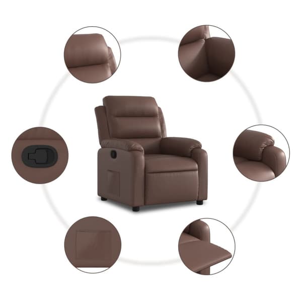 Reclinerfåtölj brun konstläder