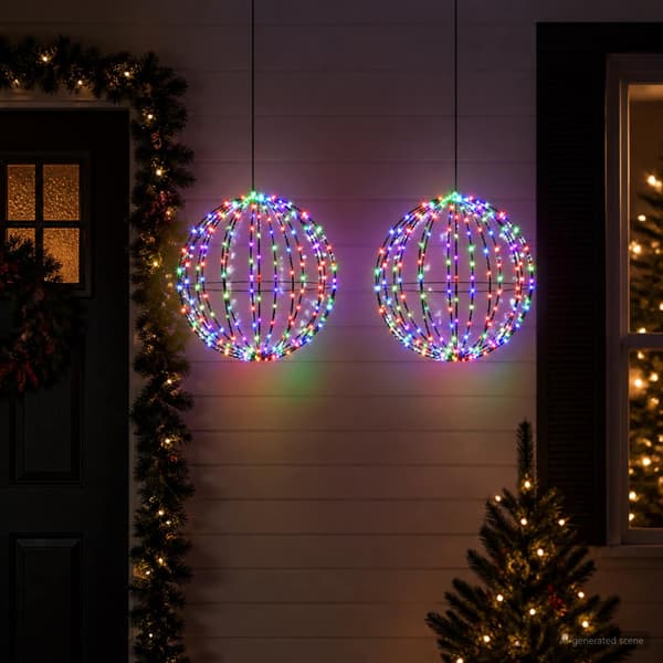 Julspira med belysning 2 st 192 LED-lampor Mångfärgad