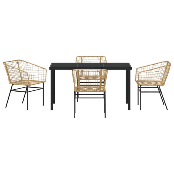 Trädgårdsmöbelset 5 pcs Brun konstrotting