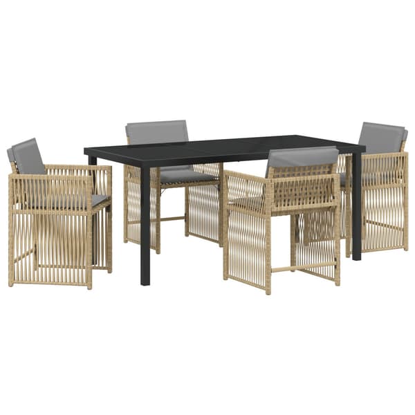 Trädgårdsmöbelset 5 pcs Beige konstrotting