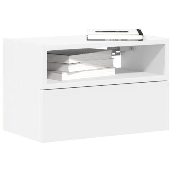 Väggmonterat sängbord vit 45x26x28,5 cm