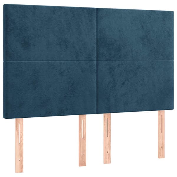 Ramsäng med madrass mörkblå 140x200 cm sammet