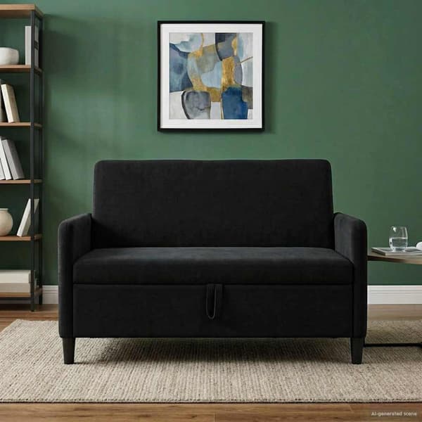 Soffa med förvaring Svart 122 x 78 x 87 cm Polyester