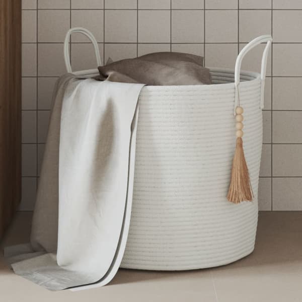 Förvaringskorg vit Ø40x35 cm bomull