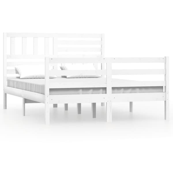 Sängram vit massivt trä 140x190 cm
