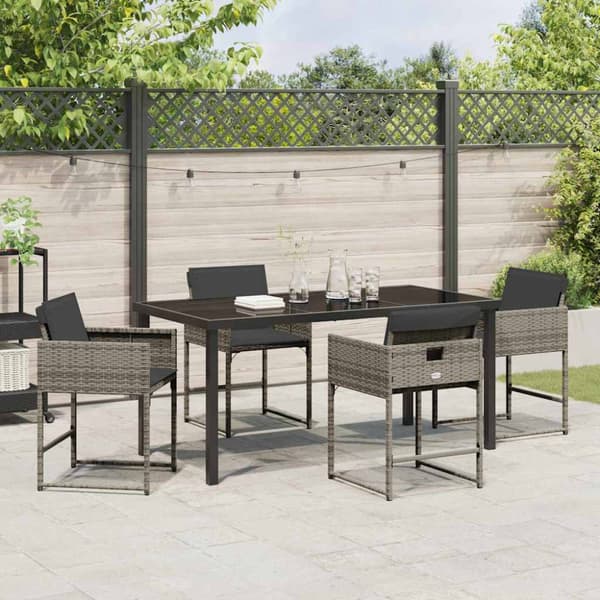 Trädgårdsmöbelset 5 pcs Grå konstrotting