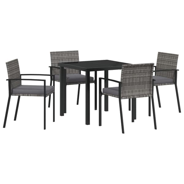 Trädgårdsmöbelset 5 pcs Grå Pulverlackerat stål
