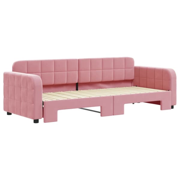 Dagbädd utdragbar rosa 80x200 cm sammet