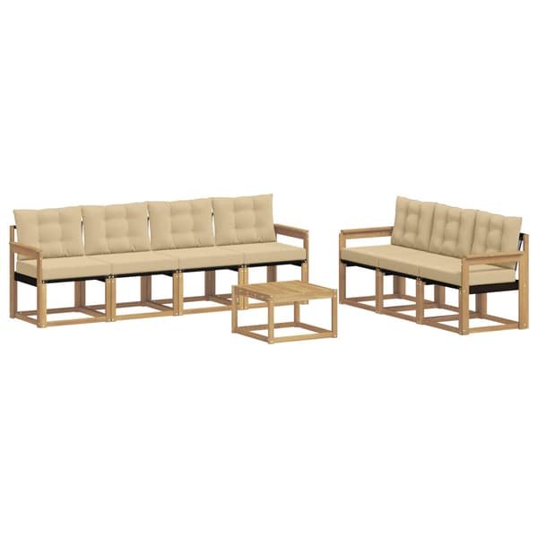 Utomhussoffset med kudde 8 pcs Vit och Beige