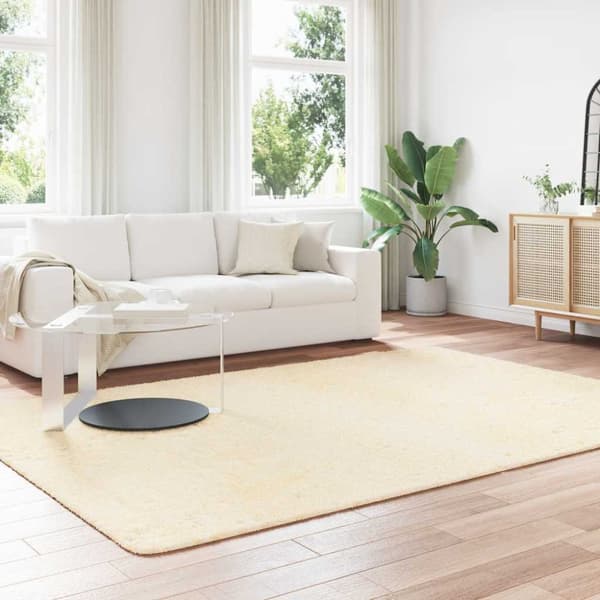 Ryamatta med lång lugg NAVARRA gräddvit 200x290 cm polyester