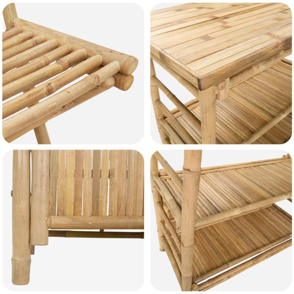 Utebarbord och stolar 3 st Naturlig Bambu