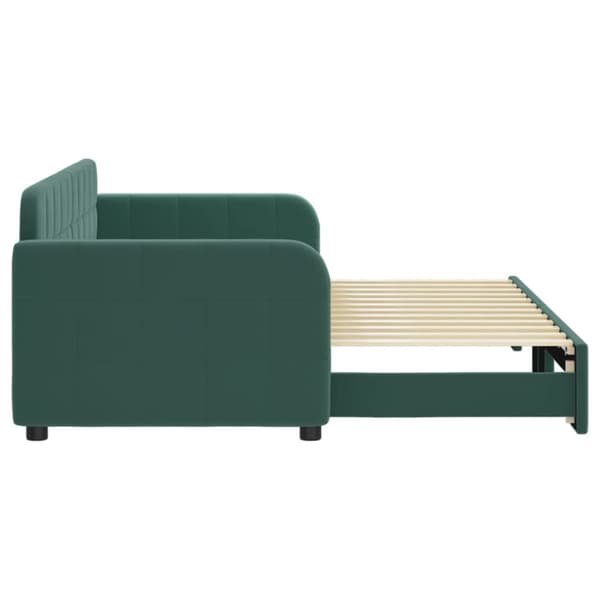 Dagbädd utdragbar mörkgrön 80x200 cm sammet