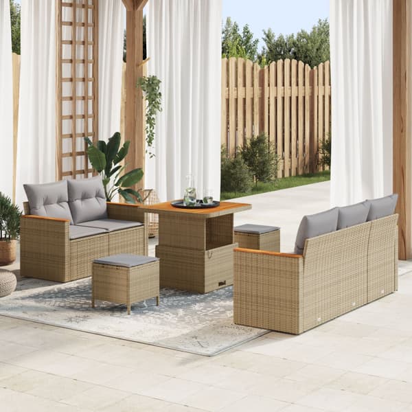 Trädgårdsoffset 8 pcs Beige konstrotting