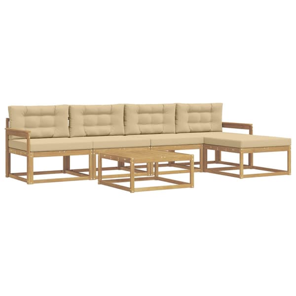 Utomhussoffset 6 pcs Vit och Beige 79 x 79 x 37 cm Polyester