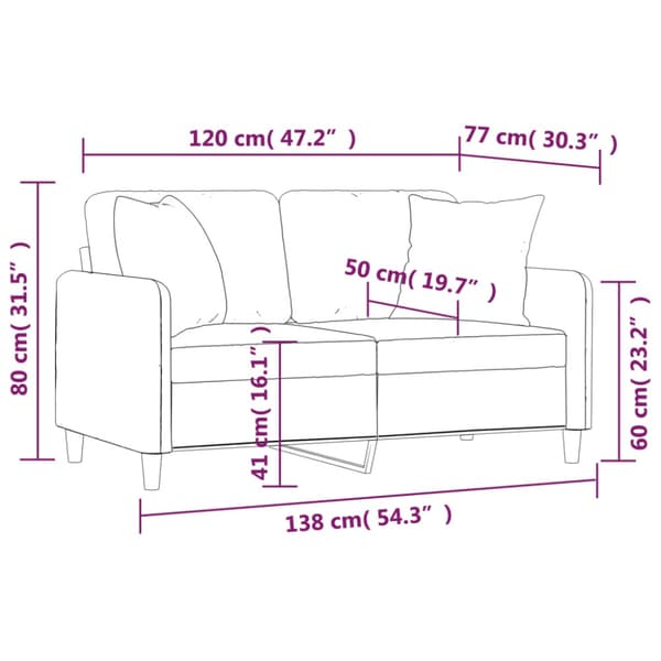 2-sits soffa med prydnadskuddar mörkgrå 120 cm tyg