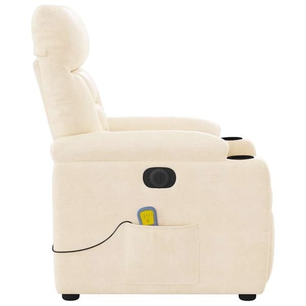 Elektrisk massagefåtölj beige mikrofibertyg