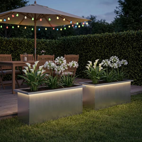 Odlingslåda med LED 2 st Silver 30 x 80 x 30 cm